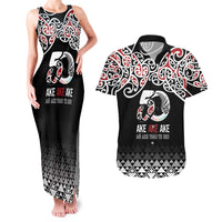Kia Kaha Te Reo Maori Couples Matching Tank Maxi Dress and Hawaiian Shirt 50 Years Mo Ake Tonu Te Reo - Polynesian Pride