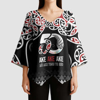 Kia Kaha Te Reo Maori Kimono Sleeve Blouse 50 Years Mo Ake Tonu Te Reo - Polynesian Pride