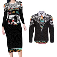 50 Years Kia Kaha Te Reo Maori Couples Matching Long Sleeve Bodycon Dress and Long Sleeve Button Shirt Ake Ake Ake! - Polynesian Pride