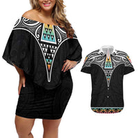 50 Years Kia Kaha Te Reo Maori Couples Matching Off Shoulder Short Dress and Hawaiian Shirt Ake Ake Ake! - Polynesian Pride