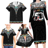 50 Years Kia Kaha Te Reo Maori Family Matching Long Sleeve Bodycon Dress and Hawaiian Shirt Ake Ake Ake! - Polynesian Pride