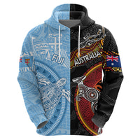 Personalised Fiji and Australia Hoodie Masi Patterns Mix Aboriginal Art LT7 - Polynesian Pride