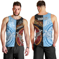 Personalised Fiji and Australia Men Tank Top Masi Patterns Mix Aboriginal Art LT7 - Polynesian Pride