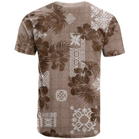 Vintage Hawaii T Shirt Hibiscus Mix Hawaiian Quilt Patches - Brown LT7 - Polynesian Pride