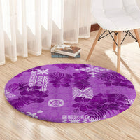Hawaii Tapa Round Carpet Hibiscus Mix Hawaiian Quilt Patches - Violet LT7 - Polynesian Pride