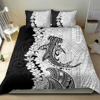 Polynesian Plumeria Lei Bedding Set with Hammerhead Shark