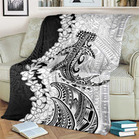 Polynesian Plumeria Lei Blanket with Hammerhead Shark