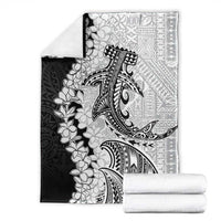 Polynesian Plumeria Lei Blanket with Hammerhead Shark