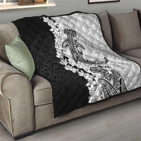 Polynesian Plumeria Lei Quilt with Hammerhead Shark