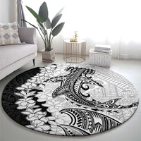 Polynesian Plumeria Lei Round Carpet with Hammerhead Shark LT7 - Polynesian Pride