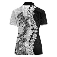 Polynesian Plumeria Lei Women Polo Shirt with Hammerhead Shark