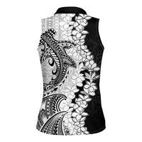 Polynesian Plumeria Lei Women Sleeveless Polo Shirt with Hammerhead Shark