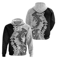Polynesian Plumeria Lei Zip Hoodie with Hammerhead Shark LT7 - Polynesian Pride