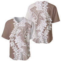 Polynesian Beige Plumeria Lei Baseball Jersey with Hammerhead Shark LT7 - Polynesian Pride