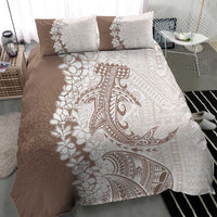 Polynesian Beige Plumeria Lei Bedding Set with Hammerhead Shark