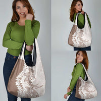 Polynesian Beige Plumeria Lei Grocery Bag with Hammerhead Shark