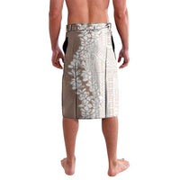 Polynesian Beige Plumeria Lei Lavalava with Hammerhead Shark