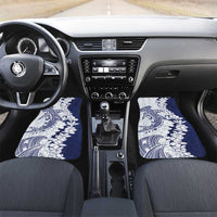 Polynesian Navy Blue Plumeria Lei Car Mats with Hammerhead Shark LT7 Set 2pcs - Front Navy Blue - Polynesian Pride