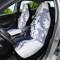 Polynesian Navy Blue Plumeria Lei Car Seat Cover with Hammerhead Shark
