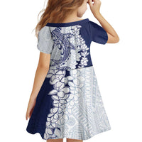 Polynesian Navy Blue Plumeria Lei Family Matching Off Shoulder Short Dress and Hawaiian Shirt with Hammerhead Shark