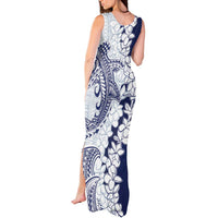 Polynesian Navy Blue Plumeria Lei Tank Maxi Dress with Hammerhead Shark LT7 - Polynesian Pride