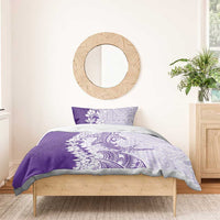 Polynesian Purple Plumeria Lei Bedding Set with Hammerhead Shark