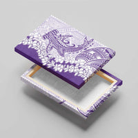 Polynesian Purple Plumeria Lei Canvas Wall Art with Hammerhead Shark