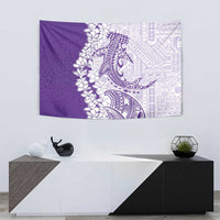 Polynesian Purple Plumeria Lei Tapestry with Hammerhead Shark