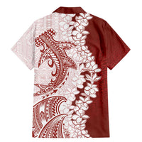Polynesian Crimson Plumeria Lei Family Matching Mermaid Dress and Hawaiian Shirt with Hammerhead Shark