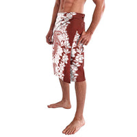 Polynesian Crimson Plumeria Lei Lavalava with Hammerhead Shark