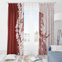 Polynesian Crimson Plumeria Lei Window Curtain with Hammerhead Shark