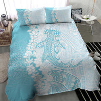 Polynesian Turquoise Plumeria Lei Bedding Set with Hammerhead Shark
