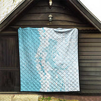 Polynesian Turquoise Plumeria Lei Quilt with Hammerhead Shark