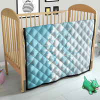 Polynesian Turquoise Plumeria Lei Quilt with Hammerhead Shark