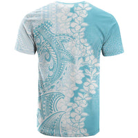 Polynesian Turquoise Plumeria Lei T Shirt with Hammerhead Shark