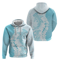 Polynesian Turquoise Plumeria Lei Zip Hoodie with Hammerhead Shark LT7 - Polynesian Pride