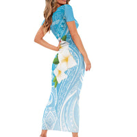 Personalized Guam Chamorro Family Matching Short Sleeve Bodycon Dress and Hawaiian Shirt Turtles and Guasali Flowers