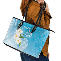 Personalized Guam Chamorro Leather Tote Bag Turtles and Guasali Flowers