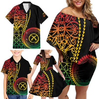 Proudly Ni-Van Sandroing Inspired Classic Style Family Matching Off Shoulder Short Dress and Hawaiian Shirt