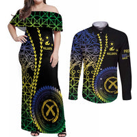 Proudly Ni-Van Sandroing Inspired Couples Matching Off Shoulder Maxi Dress and Long Sleeve Button Shirt Malampa Classic Style