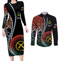 Proudly Ni-Van Sandroing Inspired Couples Matching Long Sleeve Bodycon Dress and Long Sleeve Button Shirt Penama Classic Style