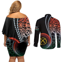 Proudly Ni-Van Sandroing Inspired Couples Matching Off Shoulder Short Dress and Long Sleeve Button Shirt Penama Classic Style