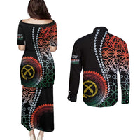 Proudly Ni-Van Sandroing Inspired Couples Matching Puletasi and Long Sleeve Button Shirt Penama Classic Style