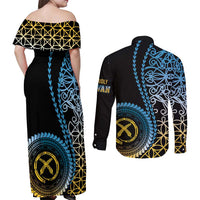 Proudly Ni-Van Sandroing Inspired Couples Matching Off Shoulder Maxi Dress and Long Sleeve Button Shirt Sanma Classic Style