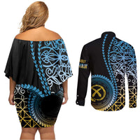 Proudly Ni-Van Sandroing Inspired Couples Matching Off Shoulder Short Dress and Long Sleeve Button Shirt Sanma Classic Style