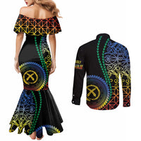 Proudly Ni-Van Sandroing Inspired Couples Matching Mermaid Dress and Long Sleeve Button Shirt Tafea Classic Style