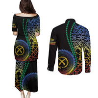 Proudly Ni-Van Sandroing Inspired Couples Matching Puletasi and Long Sleeve Button Shirt Tafea Classic Style