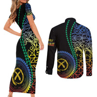 Proudly Ni-Van Sandroing Inspired Couples Matching Short Sleeve Bodycon Dress and Long Sleeve Button Shirt Tafea Classic Style