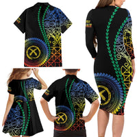 Proudly Ni-Van Sandroing Inspired Family Matching Long Sleeve Bodycon Dress and Hawaiian Shirt Tafea Classic Style