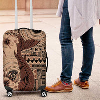 Bula Fiji Luggage Cover Shark Tail Beige Masi Tapa LT7 Beige - Polynesian Pride